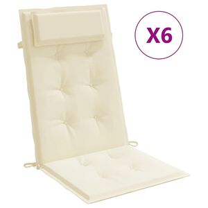 vidaXL Kėdės pagalvėlės, 6vnt., kreminės spalvos, oksfordo audinys