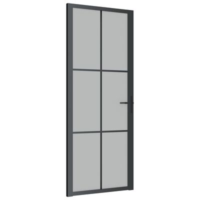 vidaXL Vidaus durys, juodos, 83x201,5cm, matinis stiklas ir aliuminis