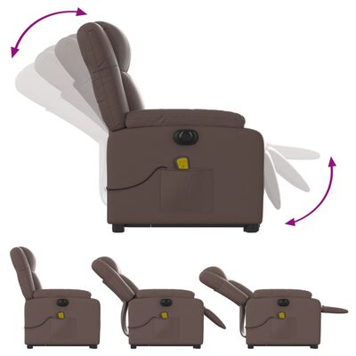 vidaXL Atsistojantis masažinis krėslas, rudas, dirbtinė oda