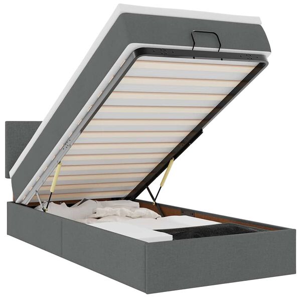 vidaXL Osmanų lovos rėmas su čiužiniu, pilkas, 100x200cm, audinys