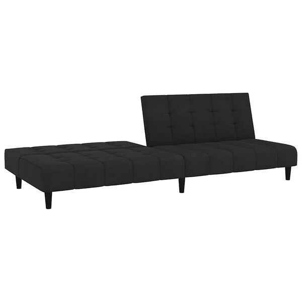 vidaXL Dvivietė sofa-lova, juodos spalvos, aksomas