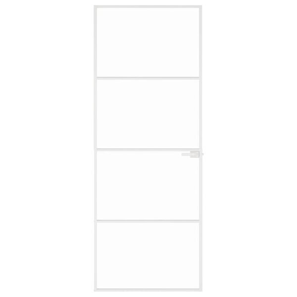 vidaXL Vidaus durys, baltos, 76x201,5cm, grūdintas stiklas/aliuminis