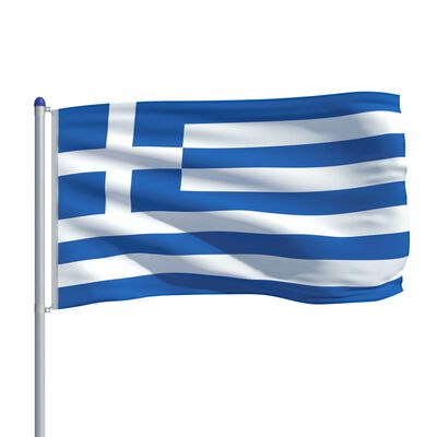 vidaXL Graikijos vėliava su stiebu, aliuminis, 6m