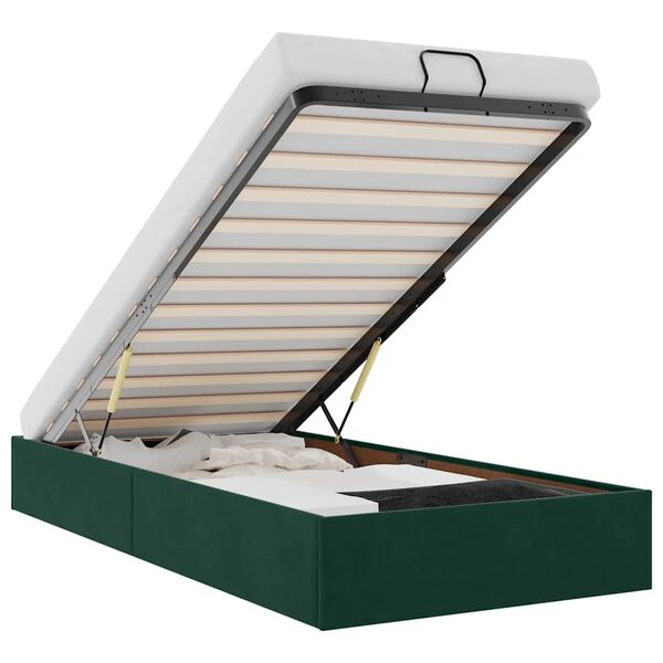 vidaXL Osmanų lovos rėmas be čiužinio, žalias, 100x200 cm, aksomas