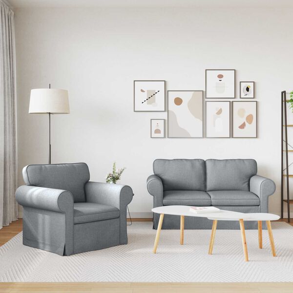 vidaXL Sofa 2 pcs &Scaron;viesiai pilka 155 x 82 x 80 cm audinys