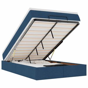 vidaXL Osmanų lovos rėmas su čiužiniu, mėlynas, 120x190 cm, audinys