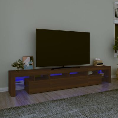 vidaXL Televizoriaus spintelė su LED, ruda ąžuolo, 230x36,5x40cm