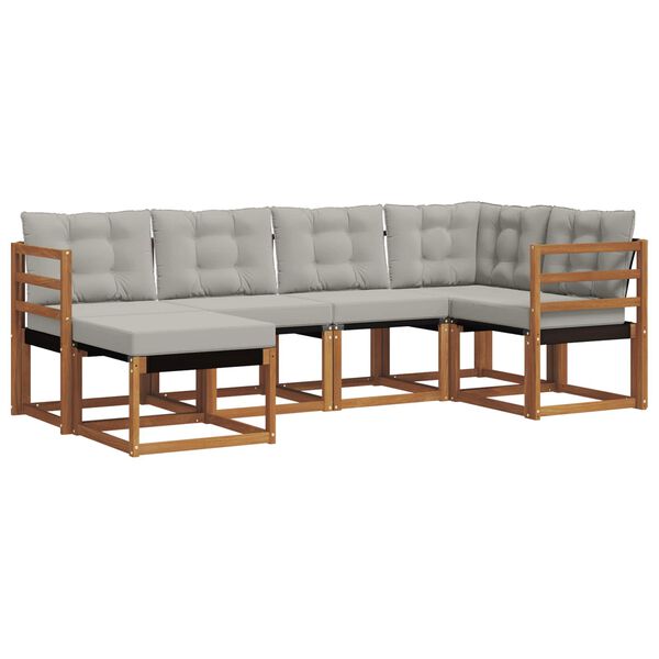 vidaXL Lauko sofos komplektas 6 pcs Natūrali ir &scaron;viesiai pilka