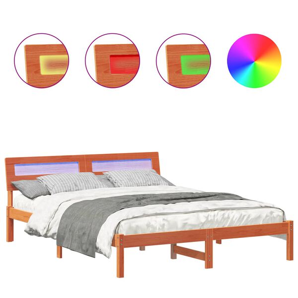 vidaXL Lovos rėmas Va&scaron;ko ruda 150 x 200 cm Kietos pu&scaron;ies mediena