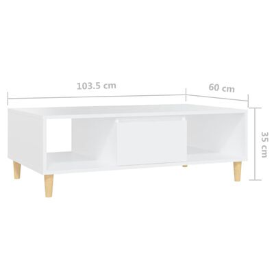 vidaXL Kavos staliukas, baltos spalvos, 103,5x60x35cm, MDP