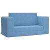 vidaXL Vaiki&scaron;ka dvivietė sofa-lova, mėlynos spalvos, mink&scaron;tas pliu&scaron;as