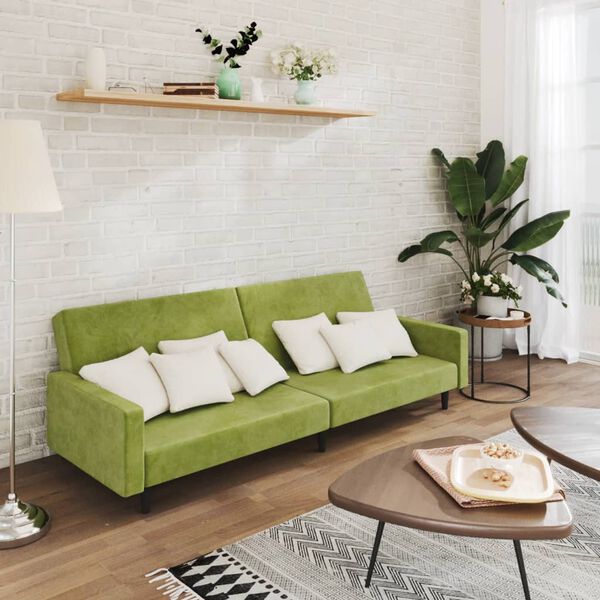 vidaXL Dvivietė sofa-lova, &scaron;viesiai žalios spalvos, aksomas