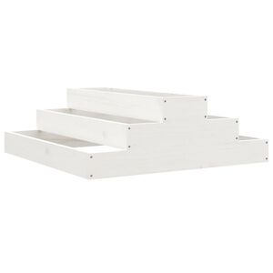 vidaXL Lovelis, baltos spalvos, 80x80x27cm, pu&scaron;ies medienos masyvas