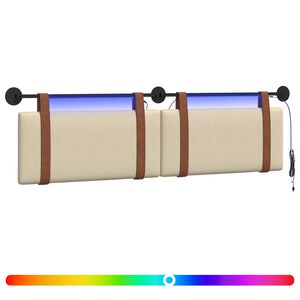 vidaXL Pakabinamas lovos galvūgalis Su LED &scaron;viesa Kreminė Antikinis PU