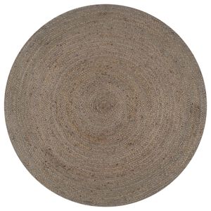 vidaXL Kilimas, pilkas, 150cm, džiutas, apvalus, rankų darbo