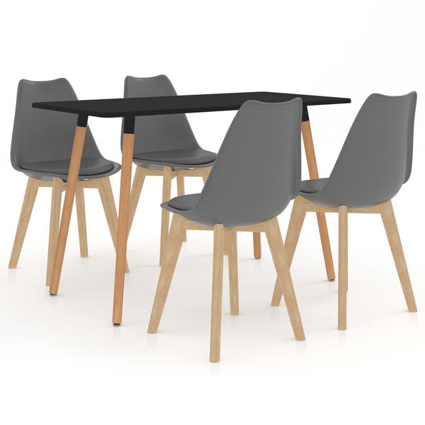 vidaXL Valgomojo baldų komplektas, 5 dalių, pilkas (287243+288392)