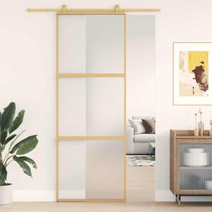 vidaXL Stumdomos durys, auksinės, 76x205cm, ESG stiklas ir aliuminis