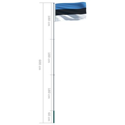 vidaXL Estijos vėliava su stiebu, aliuminis, 6m