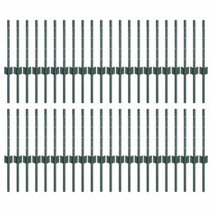 vidaXL Tvorelių stulpai 44 pcs Žalia 80 cm Plienas