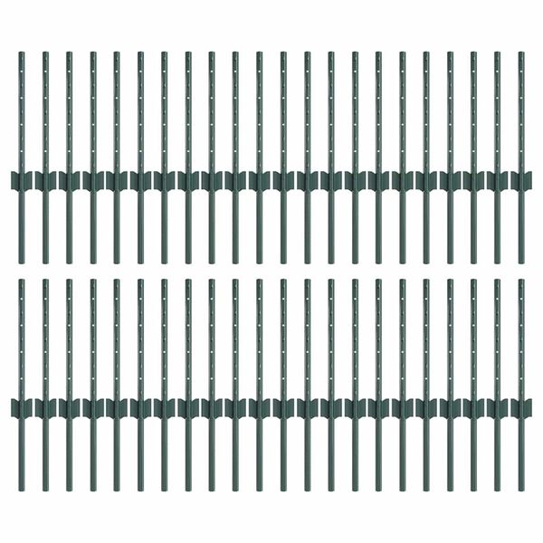 vidaXL Tvorelių stulpai 44 pcs Žalia 80 cm Plienas