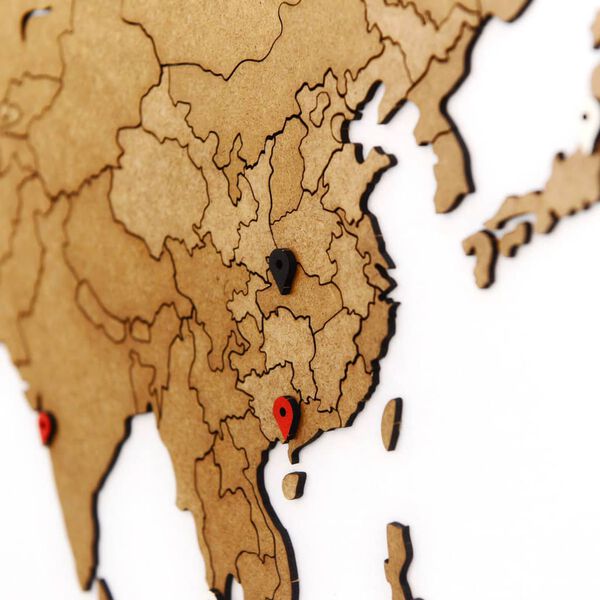 MiMi Innovations Sienos dekoracija-žemėlapis Luxury, rudas, 150x90cm