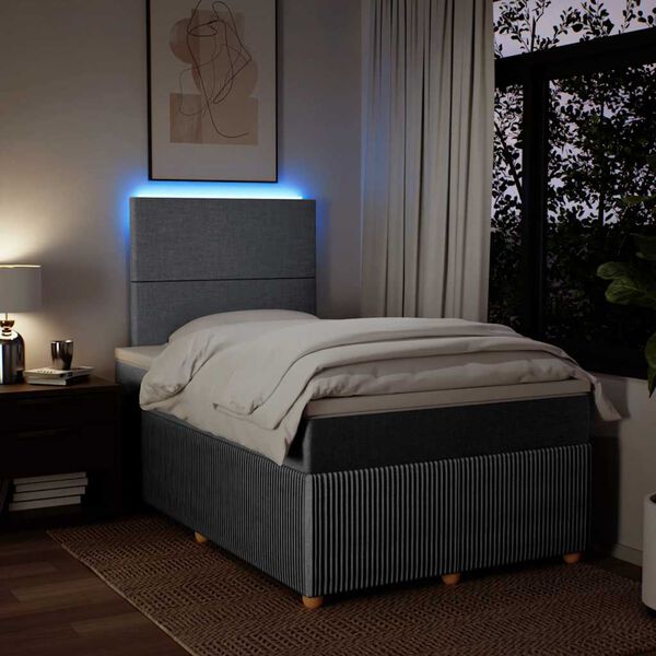 vidaXL Lova su spyruoklėmis ir čiužiniu, pilka, 120x200cm, audinys