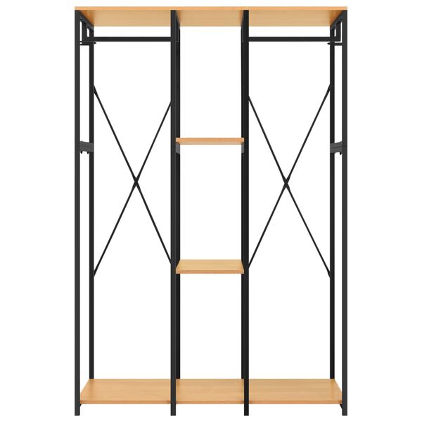 vidaXL Drabužių spinta, juoda/ažuolo, 110x40x167cm, metalas ir MDP