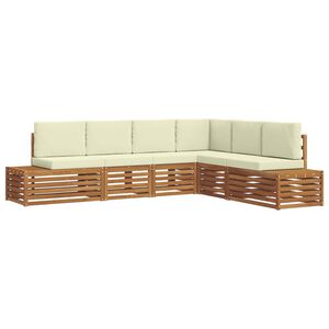 vidaXL Lauko sofos komplektas 6 Vienetas Natūralus ir grietinėlė