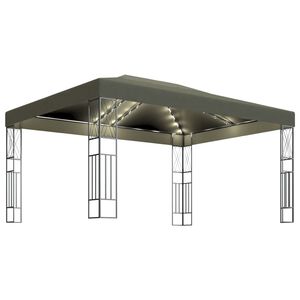 vidaXL Pavėsinė su lempučių girliandomis LED, taupe, 3x4m
