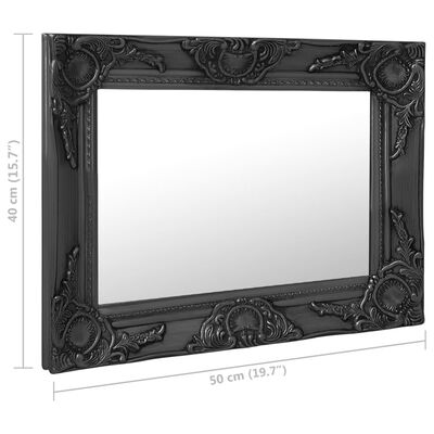 vidaXL Sieninis veidrodis, juodos spalvos, 50x40cm, barokinis stilius