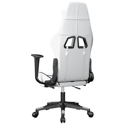 vidaXL Žaidimų kėdė su pakoja, balta ir juoda, dirbtinė oda