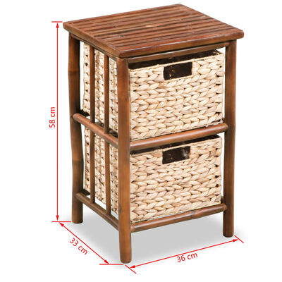 vidaXL Naktinis staliukas, bambukas ir vandens hiacintas, 36x33x58cm