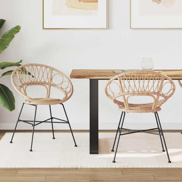 vidaXL Valgomasis krėslas 2 pcs Natūrali 49 x 51 x 81 cm