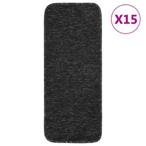 vidaXL Neslystantys laiptų kilimėliai, 15vnt., antracito, 60x25cm