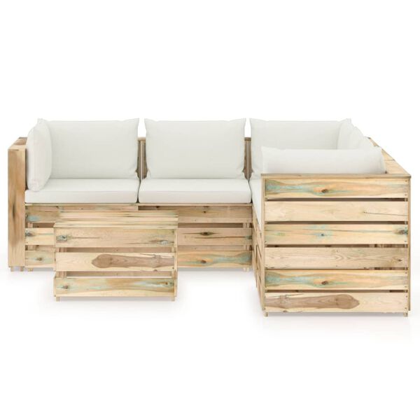 vidaXL Sodo komplektas su pagalvėlėmis, 6 dalių, impregnuota mediena