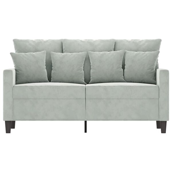 vidaXL Dvivietė sofa, &scaron;viesiai pilkos spalvos, 120cm, aksomas