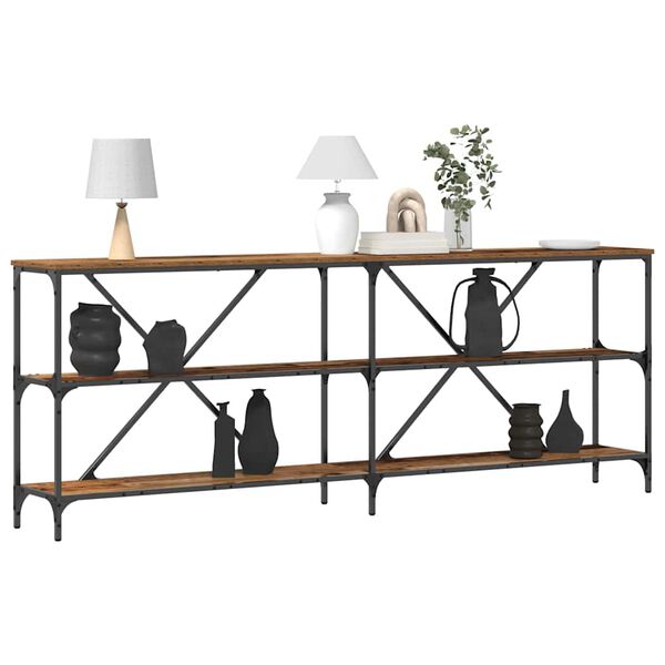 vidaXL Konsolinis stalas Senas medis 200 x 30 x 75 cm Apdirbta mediena