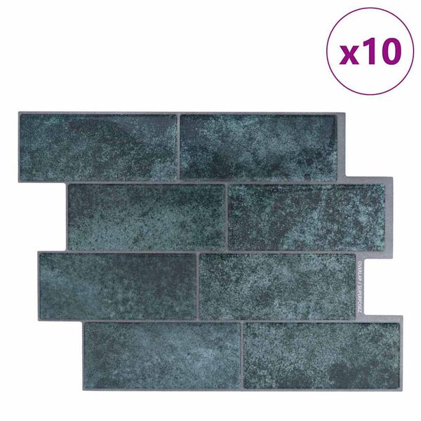 vidaXL Metro plytelė 10 pcs Mėlyna žalia 29.4 x 21.4 cm