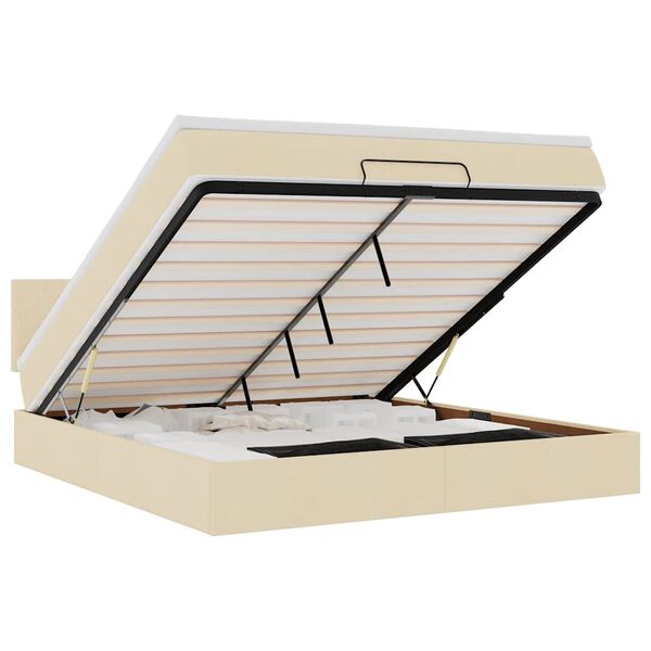 vidaXL Osmanų lovos rėmas su čiužiniu, kreminis, 160x200 cm, audinys