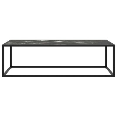 vidaXL Kavos staliukas su juodo marmuro stiklu, juodas, 120x50x35cm