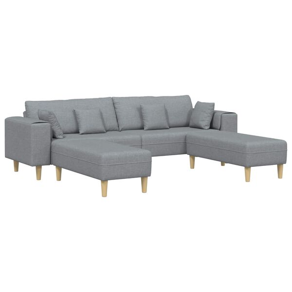 vidaXL Sofa su pagalve 3 pcs &Scaron;viesiai pilka audinys