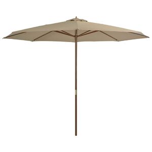 vidaXL Lauko skėtis nuo saulės su mediniu stulpu, taupe spalvos, 350cm