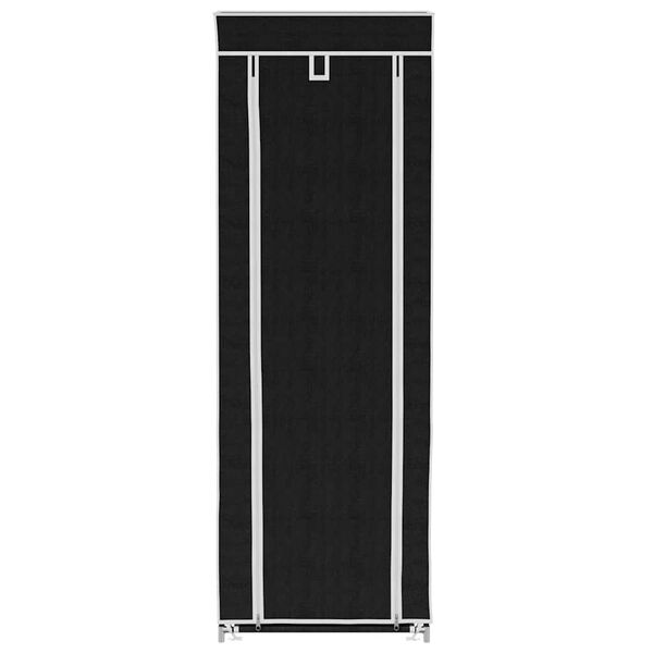 Medžiaginė Spintelė Batams 57 x 29 x 162 cm, Uždaroma, Juoda