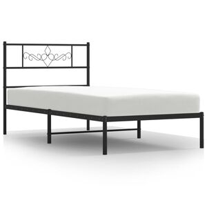 vidaXL Metalinis lovos rėmas su galvūgaliu, juodos spalvos, 90x190cm
