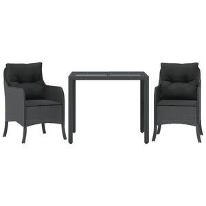 vidaXL Sodo komplektas su pagalvėlėmis, 3 dalių, juodas, poliratanas