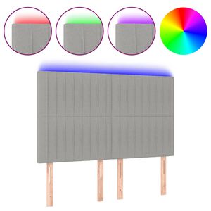 vidaXL Galvūgalis su LED, &scaron;viesiai pilkas, 144x5x118/128cm, audinys