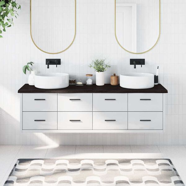 vidaXL Vonios stalvir&scaron;is, tamsiai rudas, 180x60x(2-4)cm, mediena