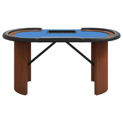 vidaXL Pokerio stalas su padėklu žetonams, mėlynas, 160x80x75cm
