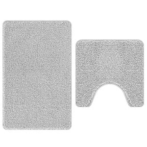 vidaXL Antisklidus vonios kilimėlių rinkinys 2 pcs Pilka PP