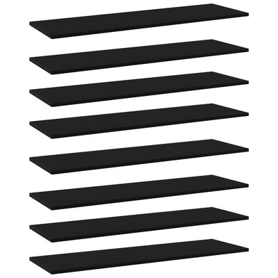 vidaXL Knygų lentynos plokštės, 8vnt., juodos, 100x30x1,5cm, MDP